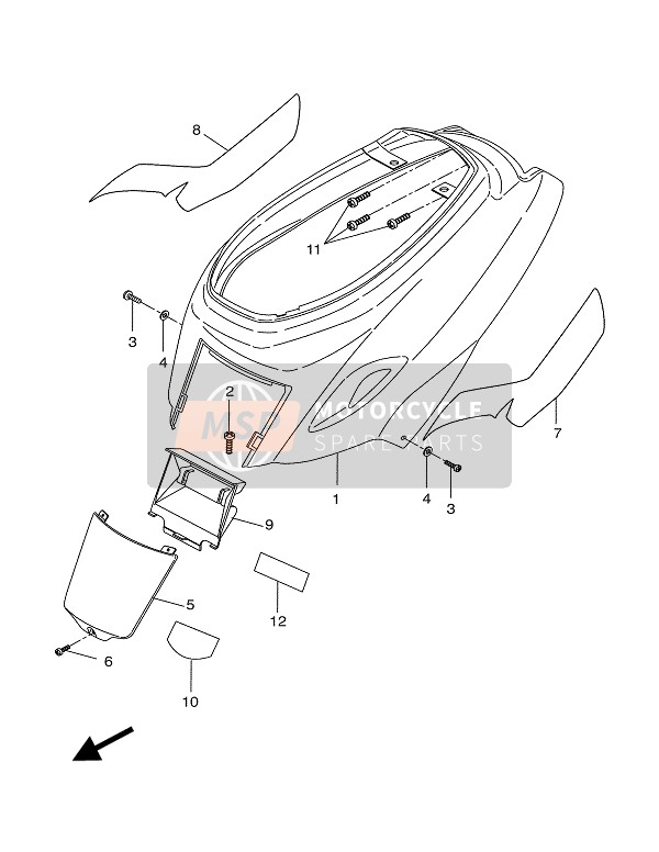 Yamaha CW50L BWS 2004 Coperchio laterale per un 2004 Yamaha CW50L BWS